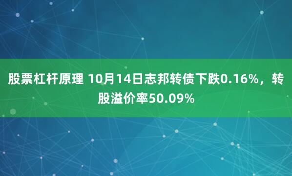 股票杠杆原理 10月14日志邦转债下跌0.16%，转股溢价率50.09%